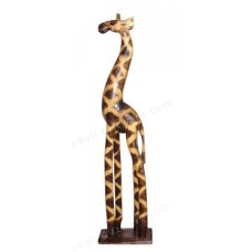 Carved Giraffe Burnt Motif 80 cm