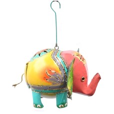 Metal Baby Elephant Yellow Turquoise 26 cm