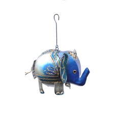 Metal Baby Elephant Silver Blue Gold 14 cm