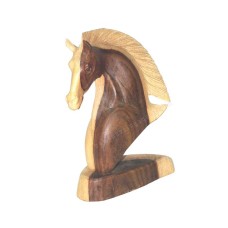 Sono Wood Horse Head Natural 20 cm