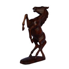 Wood Standing Horse on Base Brown 30 cm