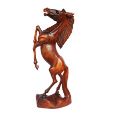 Wood Brown Standing Horse on Base 100 cm