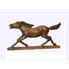 Wood Running Horse on Base Brown 35 cm