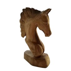 Wood Horse Head Brown Statue 20 cm