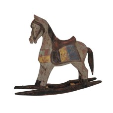 Wood Rocking Horse Grey Brown 25 cm