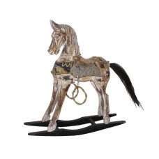 Wood Rocking Horse White Wash Batik 50 cm