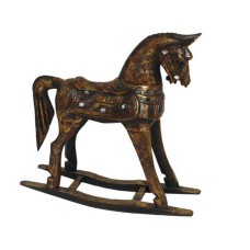 Wood Rocking Horse Antique Gold 40 cm