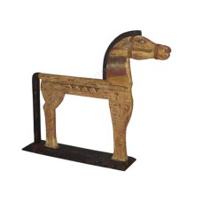 Wood Horse On Base Antique Cream 60 cm