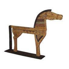 Wood Horse On Base Antique Cream 50 cm