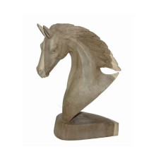 Hibiscus Wood Horse Head Natural 20 cm