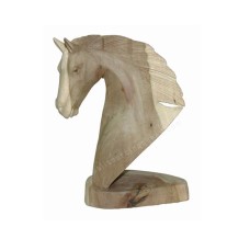 Hibiscus Wood Horse Head Natural 15 cm