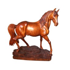 Wood Walking Horse on Base Brown 100 cm