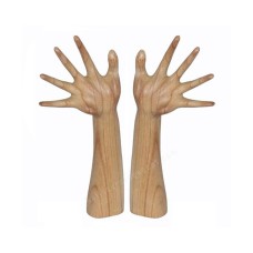 Wood Natural Hands Set Rings Display 30 cm