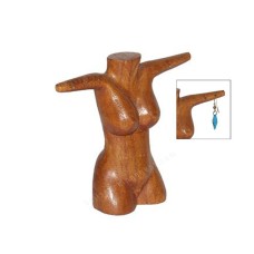 Wood Female Body Earrings Display 10 cm