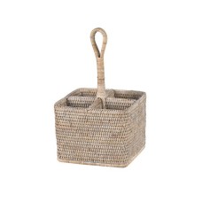 Rattan Cutlery Holder White Wash