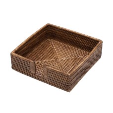 Rattan Square Napkin Box Brown 19 cm