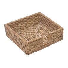 Rattan Square Napkin Box White 19 cm