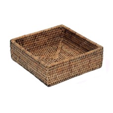 Rattan Brown Square Napkin Box 19 cm