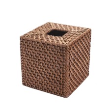 Rattan Square Napkin Box Brown 14 cm