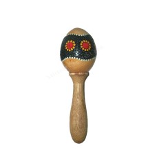 Wood Egg Stick Maracas Flower Motif 16 cm