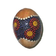 Wood Egg Maracas Aborigine Blue Red 6 cm