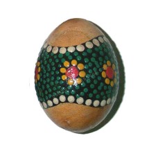 Wood Egg Maracas Green Yellow Flower 6 cm