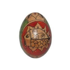 Wood Egg Maracas Fish Painted 6 cm