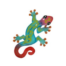 Metal Gecko Turquoise Green Red 32 cm