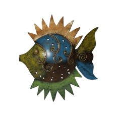 Metal Fish Blue Yellow Brown 24 cm