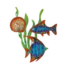 Metal Shell Fish Green Brown Blue 47 cm