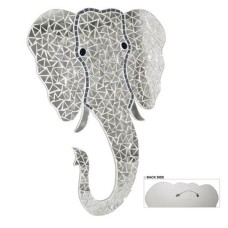 Mosaic Glass Elephant Head Grey 55 cm