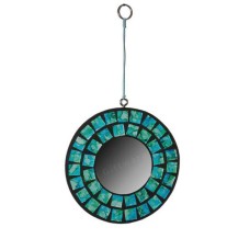 Mosaic Glass Mirror Turquoise 10 cm