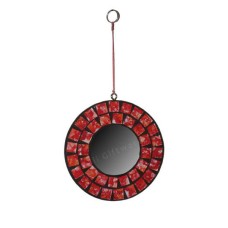 Mosaic Glass Mirror Cracked Red 10 cm