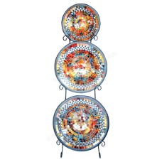 Mosaic Glass Plate Multicolor Set of 3