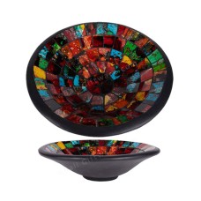 Round Plate Mosaic Glass Multicolor 30 cm