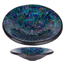 Round Plate Mosaic Glass Green Blue 50 cm