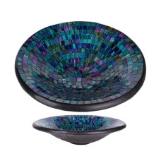 Round Plate Mosaic Glass Green Blue 40 cm