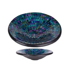 Round Plate Mosaic Glass Green Blue 30 cm