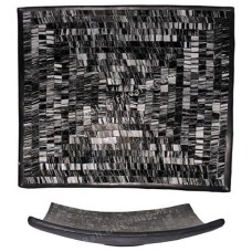 Plate Mosaic Glass Black Silver 40 cm