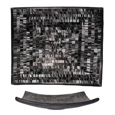 Plate Mosaic Glass Black Silver 30 cm