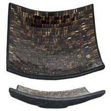 Plate Mosaic Glass Black Brown 40 cm