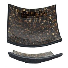 Plate Mosaic Glass Black Brown 30 cm