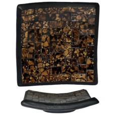 Plate Mosaic Glass Brown Black 40 cm