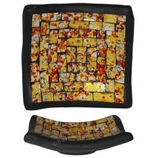 Plate Mosaic Glass Yellow Red 40 cm