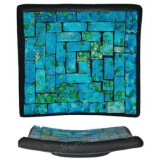 Plate Mosaic Glass Turquoise Green 40 cm