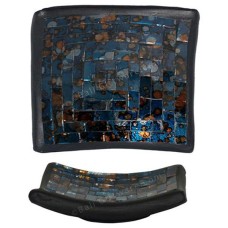 Plate Mosaic Glass Blue Brown 40 cm