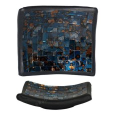 Plate Mosaic Glass Blue Brown 30 cm