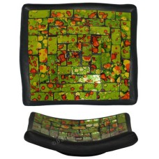 Plate Mosaic Glass Green Orange 40 cm