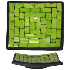 Plate Mosaic Glass Lime Green 40 cm