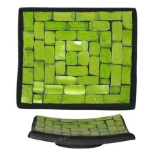 Plate Mosaic Glass Lime Green 30 cm